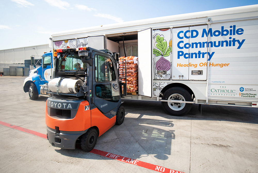Increased demand for food assistance over the past year due to the coronavirus pandemic led Catholic Charities Dallas to double its fleet of mobile food trucks to four. The trucks help the agency deliver food to 59 sites across eight counties within the D Increased demand for food assistance over the past year due to the coronavirus pandemic led Catholic Charities Dallas to double its fleet of mobile food trucks to four. The trucks help the agency deliver food to 59 sites across eight counties within the D