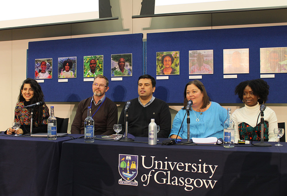 From left, Viviana González; Knut Andreas Lid; Alejandro Perez; Mo Hume; and Maryury Mosquera Palacios (NCR photo/Brian Roewe) From left, Viviana González; Knut Andreas Lid; Alejandro Perez; Mo Hume; and Maryury Mosquera Palacios (NCR photo/Brian Roewe)