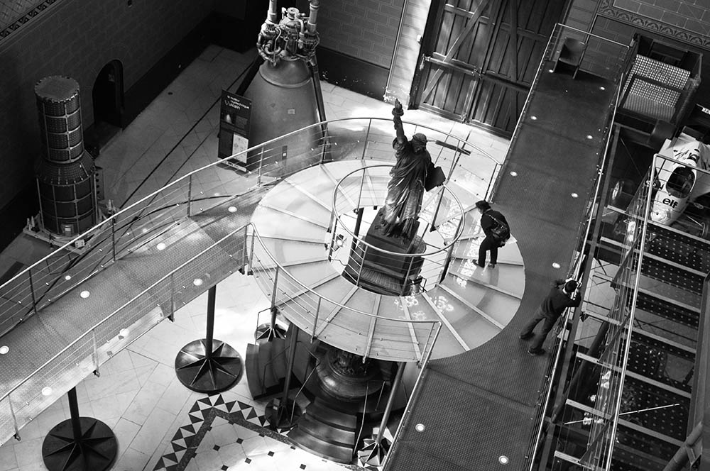 A bronze copy of sculptor Frederic-Auguste Bartholdi's model for the Statue of Liberty is seen in the Museum of Arts and Crafts in Paris. (Wikimedia Commons/Tieum512)