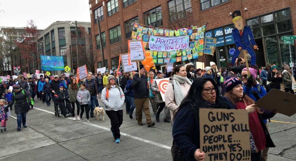 Participants join the March for Our Lives in Seattle March 24. (St. Joseph of Peace Sr. Susan DeWitt)