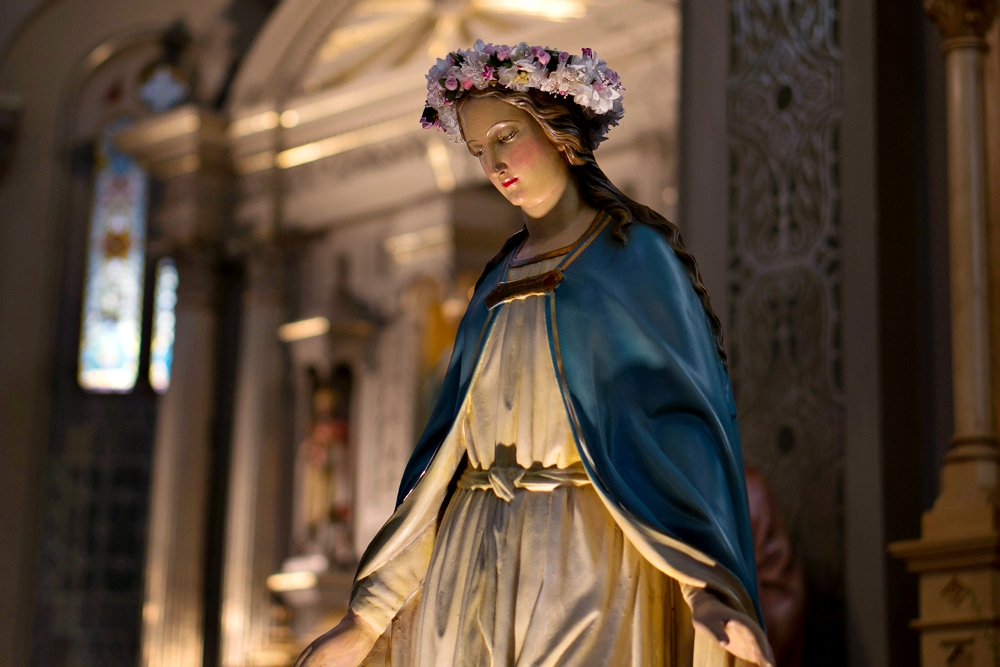 A statue of Mary is seen at Old St. Mary's Catholic Church in Detroit in 2015. Data shows that Catholic Church membership in Michigan is down by 17% since 2000. (CNS/Courtesy of Detroit Archdiocese)