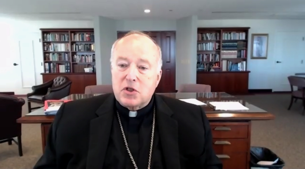 San Diego Bishop Robert McElroy addresses the Oct. 13 "Voting as an Authentic Disciple" virtual conversation. (NCR screenshot)