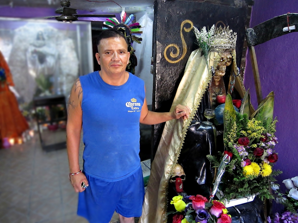 Miguel Angel Lemus has run the Santa Muerte Temple since his brother Rodrigo disappeared seven years ago. (Stephen Woodman)