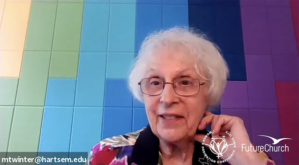 Medical Mission Sr. Miriam Therese Winter speaks about Ludmila Javorova to a Sept. 14, 2021, online gathering organized by FutureChurch and the Women's Ordination Conference. (NCR screenshot)
