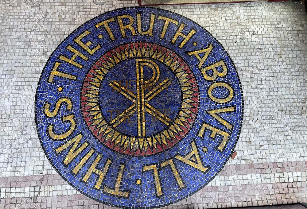 A mosaic at the entrance of the Church of St. Michael in midtown Manhattan, New York, on Dec. 1 (NCR photo)