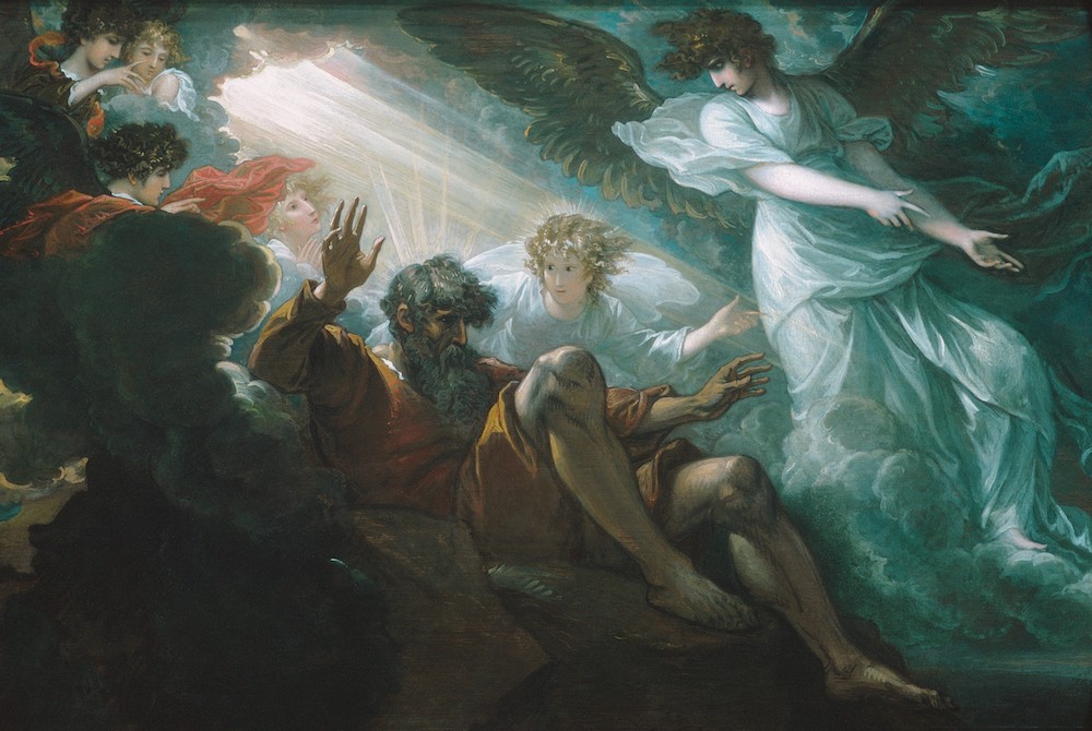 Detail of painting by Benjamin West, "Moses Shown the Promised Land," 1801 (Metropolitan Museum of Art) Detail of painting by Benjamin West, "Moses Shown the Promised Land," 1801 (Metropolitan Museum of Art)