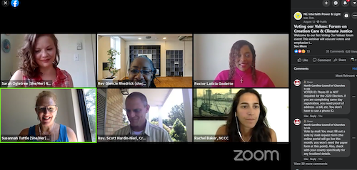 Members of Virginia Interfaith Power & Light participate in a webinar on "climate in the pulpits" on Sept. 3. The event was part of IPL's Faith Climate Voter Campaign to engage religious communities to factor environmental issues into their vote. (Interfa Members of Virginia Interfaith Power & Light participate in a webinar on "climate in the pulpits" on Sept. 3. The event was part of IPL's Faith Climate Voter Campaign to engage religious communities to factor environmental issues into their vote. (Interfa