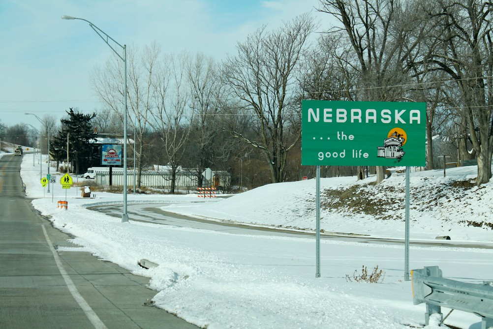 A welcome sign is seen on a highway entering the state of Nebraska. (Wikimedia Commons/formulaone) A welcome sign is seen on a highway entering the state of Nebraska. (Wikimedia Commons/formulaone)