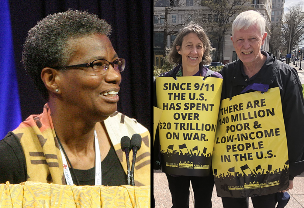 From left: Notre Dame de Namur Sr. Patricia Chappell, Jean Stokan and Scott Wright, new Pax Christi USA Ambassadors of Peace (CNS/Florida Catholic/Jean Gonzalez; Courtesy of Pax Christi USA)