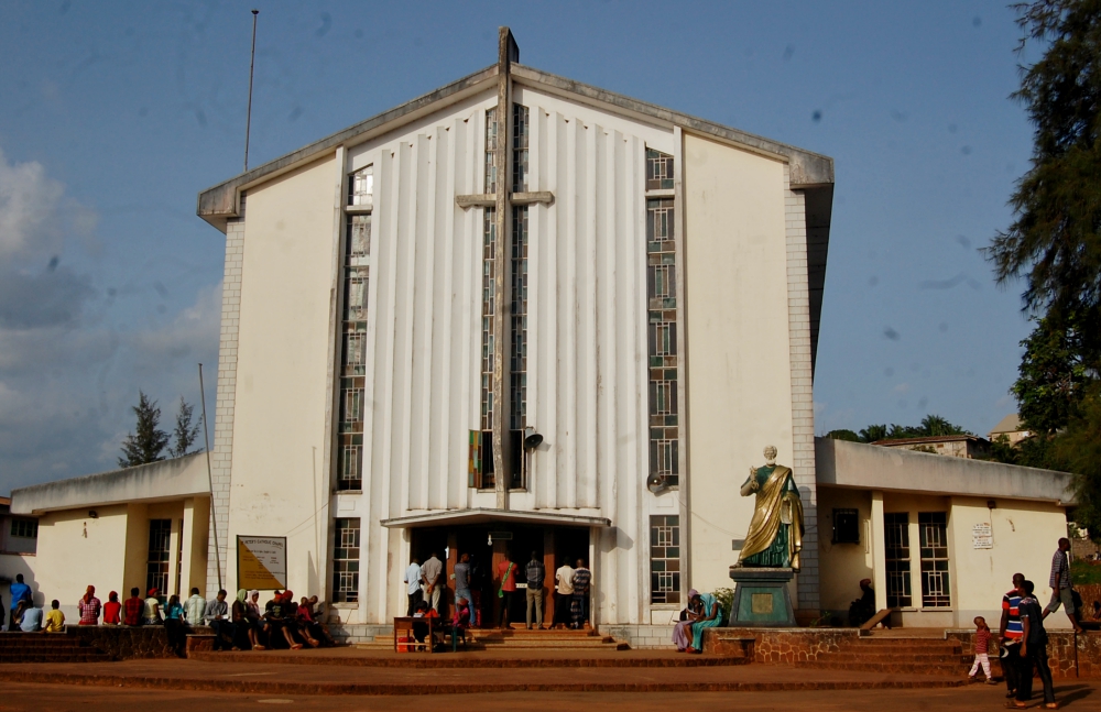 People gather outside St. Peter's Catholic Chaplaincy in Enugu, Nigeria. (Festus Iyorah) People gather outside St. Peter's Catholic Chaplaincy in Enugu, Nigeria. (Festus Iyorah)