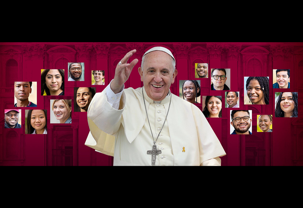 A promotional image on the website of Loyola University Chicago advertises the university's upcoming virtual meeting with Pope Francis and students from North, Central and South America Feb. 24. (CNS/Loyola University Chicago) A promotional image on the website of Loyola University Chicago advertises the university's upcoming virtual meeting with Pope Francis and students from North, Central and South America Feb. 24. (CNS/Loyola University Chicago)