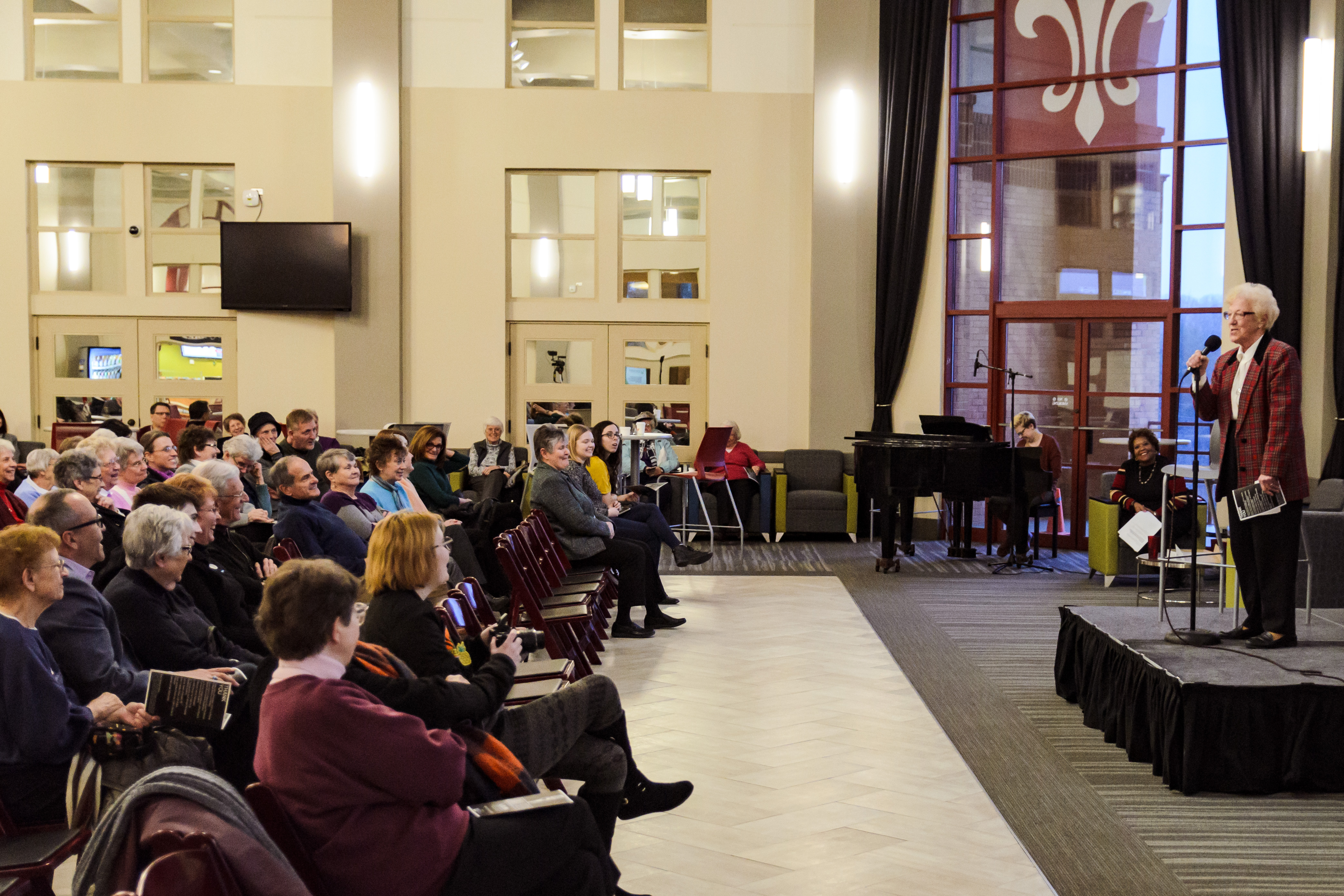 Sr. Mary Lou Palas of the Sisters of Charity of Seton Hill speaks at Standup Sisters 2017 event at La Roche College. (Ryan Haggerty) Sr. Mary Lou Palas of the Sisters of Charity of Seton Hill speaks at Standup Sisters 2017 event at La Roche College. (Ryan Haggerty)