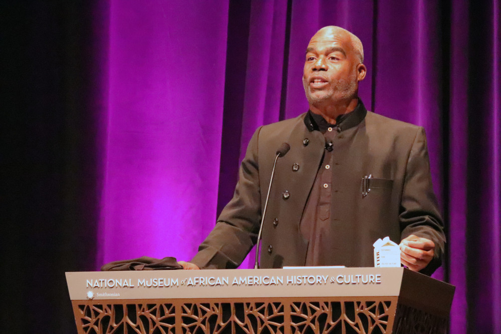 Ibrahim Abdul-Matin speaks at the Smithsonian’s National Museum of African American History and Culture, May 17, 2022, in Washington. (RNS/Adelle M. Banks)