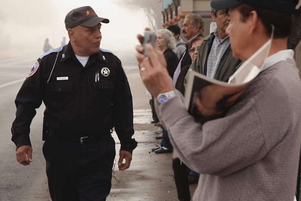 Rey Guerrero is a security guard who protects the entryway to Whole Woman's Health of McAllen in Texas in "On the Divide." (Photo courtesy of "On the Divide")