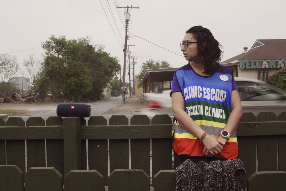 Denisse Gonzalez, a young mother of four who volunteers at Whole Woman's Health of McAllen in Texas, in "On the Divide." (Photo courtesy of "On the Divide")