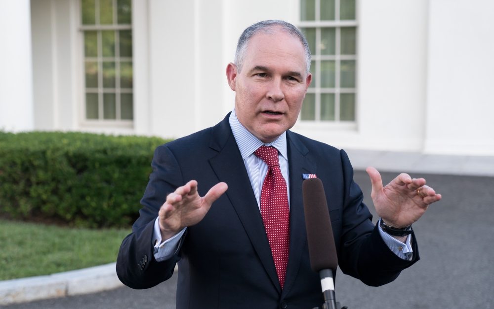 Scott Pruitt, administrator of the Environmental Protection Agency, speaks at a White House event on July 25. (Wikimedia Commons/Official White House Photo/Mitchell Resnick) Scott Pruitt, administrator of the Environmental Protection Agency, speaks at a White House event on July 25. (Wikimedia Commons/Official White House Photo/Mitchell Resnick)