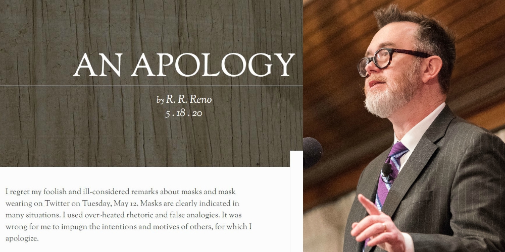 Left: R.R. Reno's apology, posted to the First Things website on May 18 (Screenshot); right: Rod Dreher (CNS/The Trinity Forum)