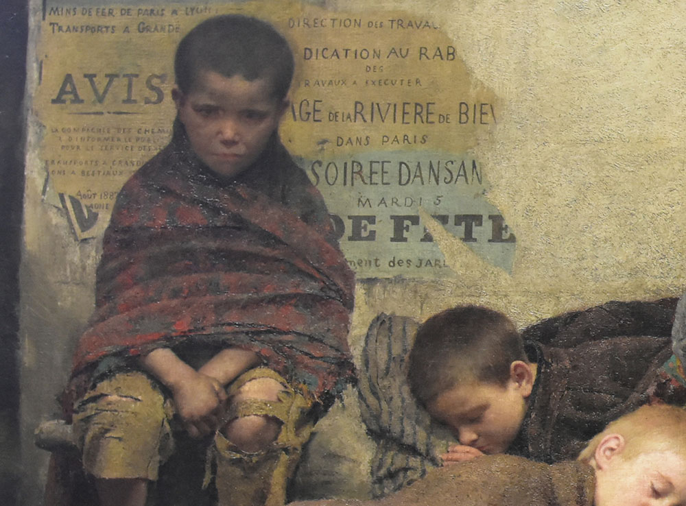 Detail from "Homeless," an 1883 painting by Fernand Pelez (Wikimedia Commons)