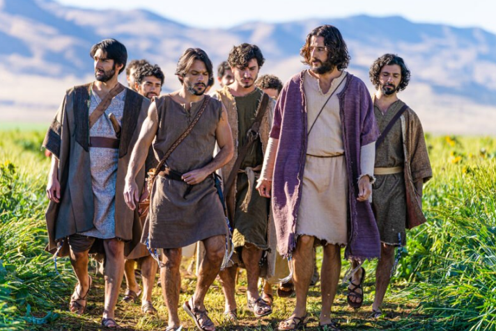 Jonathan Roumie, second from right, portrays Jesus Christ in the series “The Chosen.” (Photo courtesy of Angel Studios)