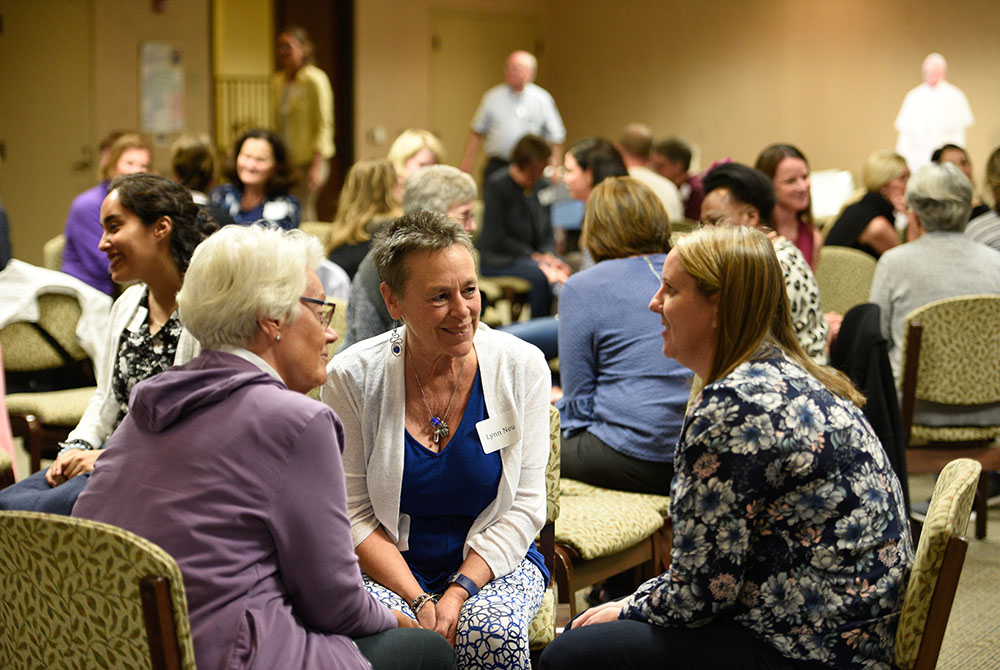 Small groups discuss their ideas and experiences as Catholic women in the Diocese of San Diego during the first Future of Faith event on Nov 4, 2019. Approximately 100 women from throughout the diocese attended the gathering. (Katie Gonzalez)