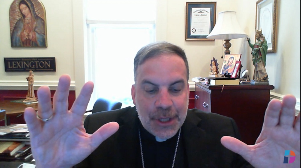Bishop John Stowe of Lexington, Kentucky, one of the most vocal U.S. Catholic prelates in support of the LGBTQ community, offered a blessing during the virtual Catholic Pride Blessing on June 1. (NCR screenshot) Bishop John Stowe of Lexington, Kentucky, one of the most vocal U.S. Catholic prelates in support of the LGBTQ community, offered a blessing during the virtual Catholic Pride Blessing on June 1. (NCR screenshot)