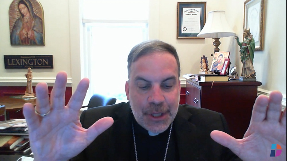 Bishop John Stowe of Lexington, Kentucky, one of the most vocal U.S. Catholic prelates in support of the LGBTQ community, offered a blessing during the virtual Catholic Pride Blessing on June 1. (NCR screenshot)