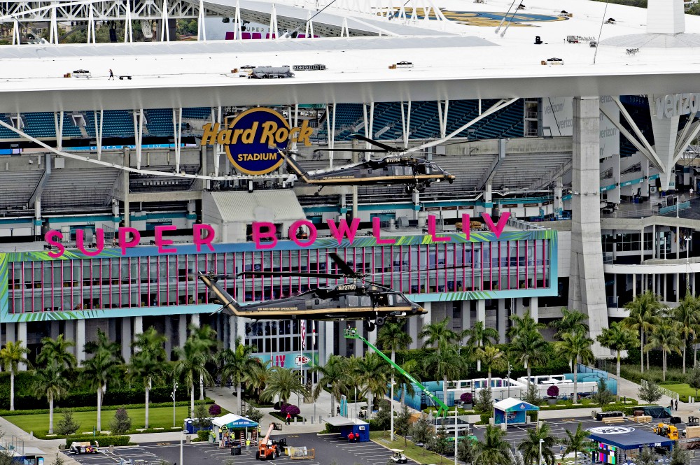 The Hard Rock Stadium in advance of Super Bowl LIV in Miami Gardens, Florida, Jan. 27 (Wikimedia Commons/CBP Photography/Jaime Rodriguez Sr.)