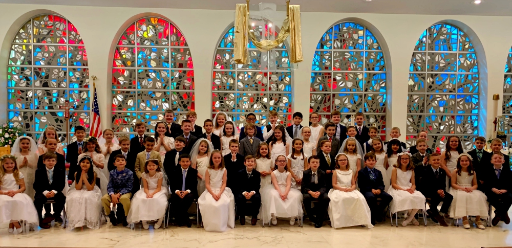 The first Communion class at St. Mary of the Woods in Chicago, 2019 (Provided photo)