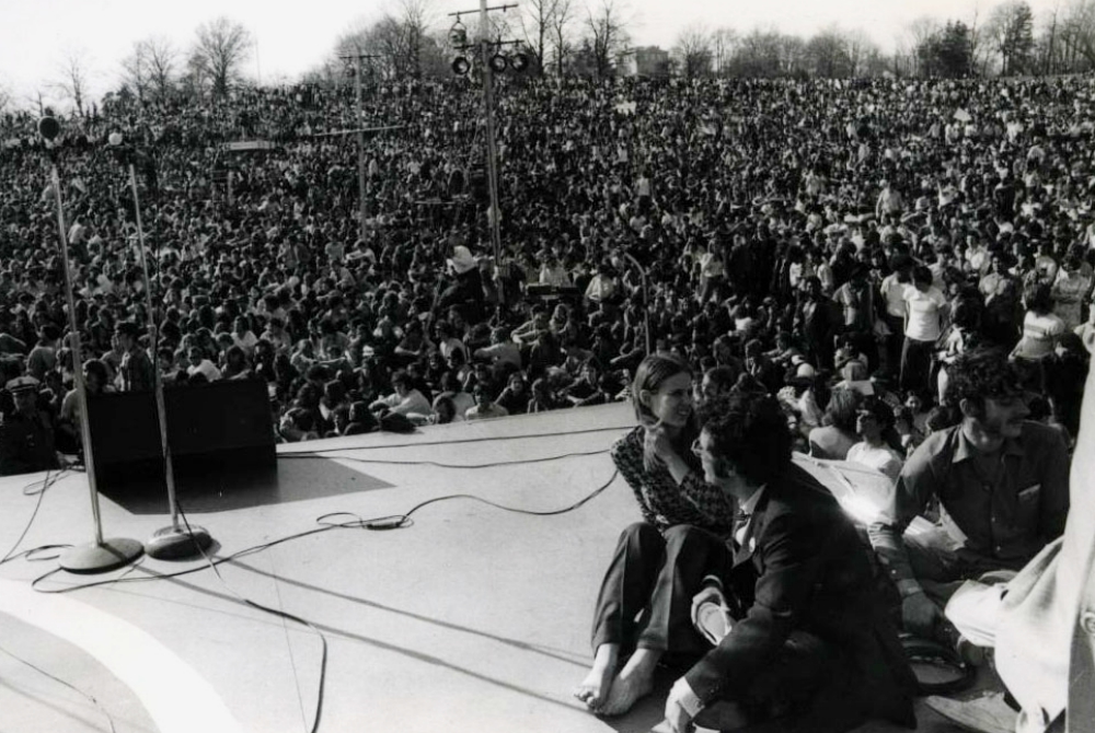 A view from the stage for Earth Day April 22, 1970, in Fairmount Park in Philadelphia. An estimated 20,000 to 40,000 people attended the event, part of the city's Earth Week. (1970 Earth Week Committee of Philadelphia)