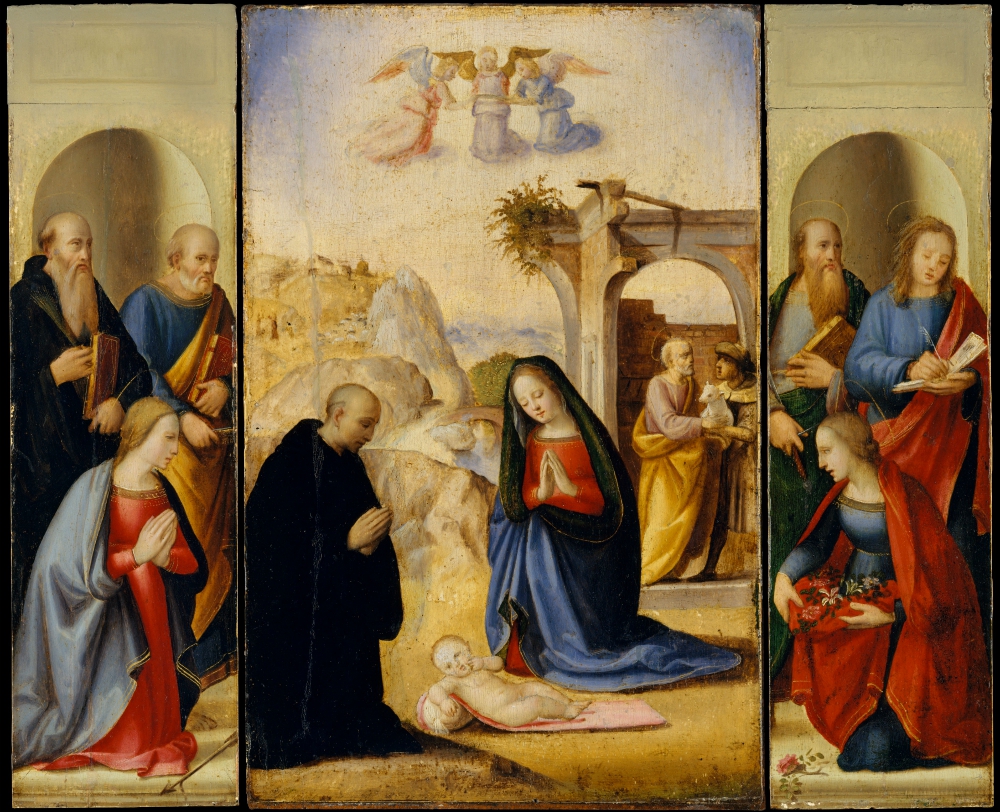 "The Nativity With Saints" (circa 1514) by Italian artist Ridolfo Ghirlandaio (Metropolitan Museum of Art/The Friedsam Collection) "The Nativity With Saints" (circa 1514) by Italian artist Ridolfo Ghirlandaio (Metropolitan Museum of Art/The Friedsam Collection)