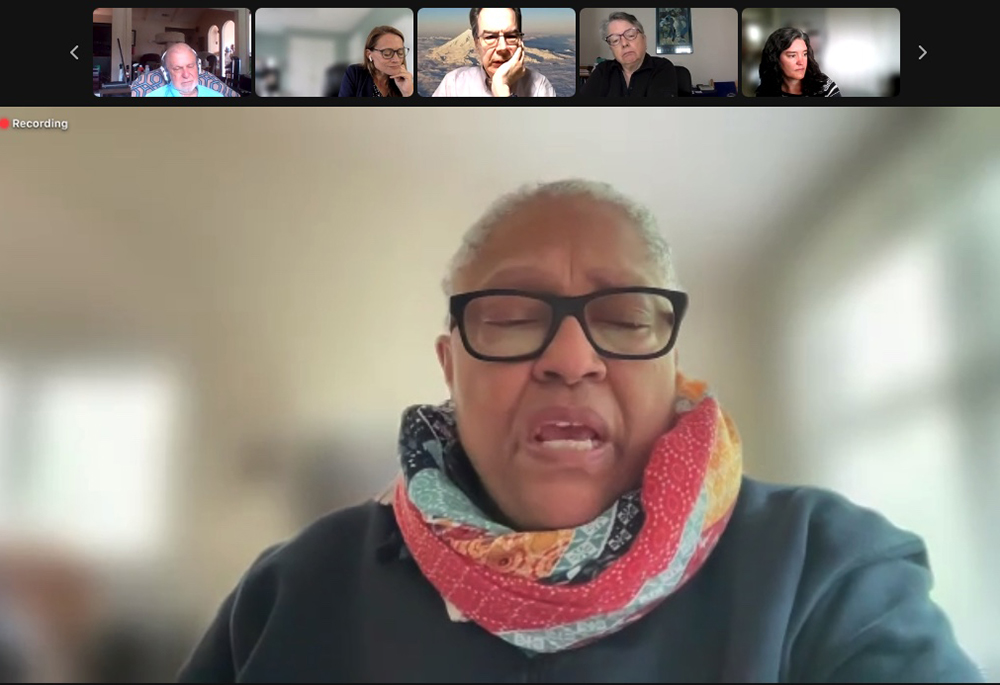 Emilie Townes, an American Baptist clergywoman who is the first African American to serve as the dean of Vanderbilt University Divinity School, addresses the College Theology Society virtually on June 3. (NCR screenshot)