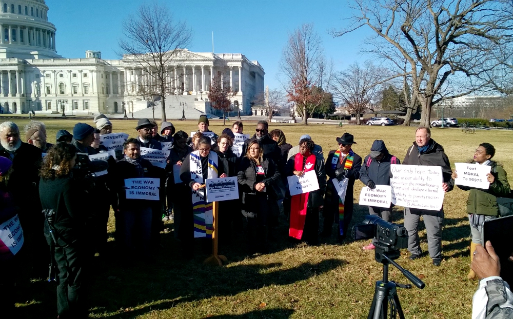 Faith leaders and activists gather in Washington for a Feb. 5 press conference announcing the "40 Days of Moral Action" as part of the Poor People's Campaign. (Courtesy of Dorothy Day Catholic Worker) Faith leaders and activists gather in Washington for a Feb. 5 press conference announcing the "40 Days of Moral Action" as part of the Poor People's Campaign. (Courtesy of Dorothy Day Catholic Worker)