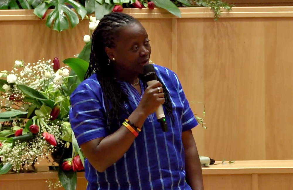 Ssenfuka Joanita Warry speaks at the Voices of Faith event March 8 in Rome. (YouTube/Voices of Faith)