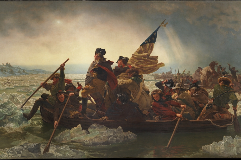 Detail of painting "Washington Crossing the Delaware" by Emanuel Leutze, an 1851 depiction of George Washington's attack on the Hessians at Trenton, New Jersey, Dec. 25, 1776 (Metropolitan Museum of Art) Detail of painting "Washington Crossing the Delaware" by Emanuel Leutze, an 1851 depiction of George Washington's attack on the Hessians at Trenton, New Jersey, Dec. 25, 1776 (Metropolitan Museum of Art)