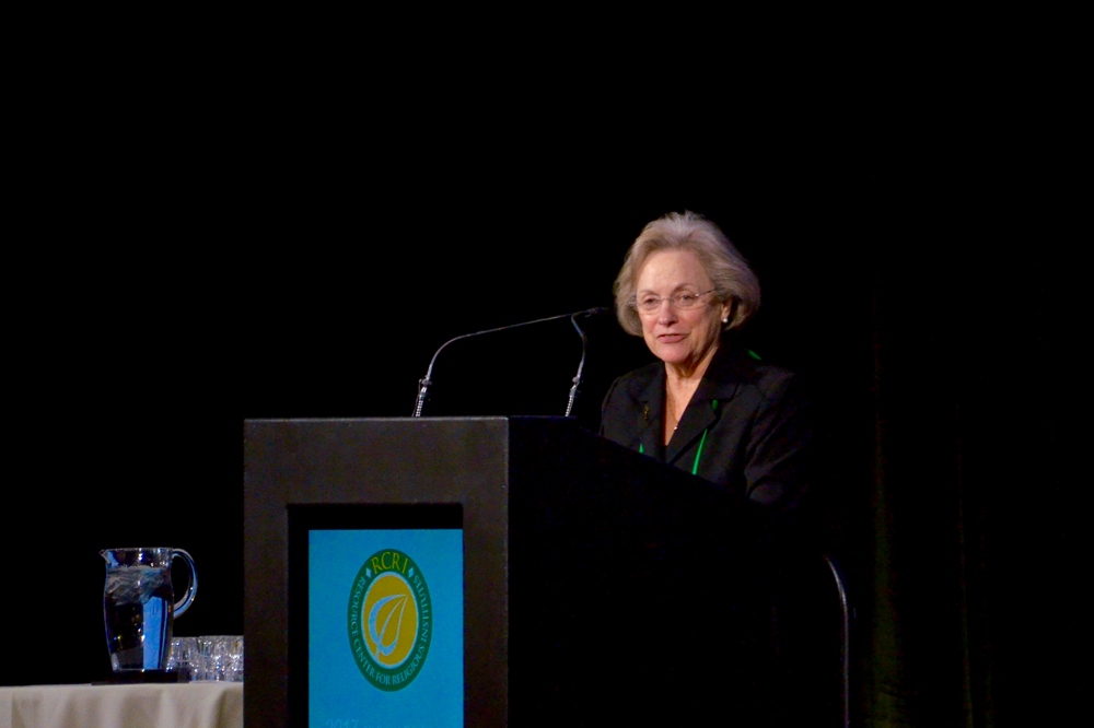 Mercy Sr. Sharon Euart, executive director of the Resource Center for Religious Institutes, welcomes attendees Oct. 31, 2017, to the Resource Center for Religious Institutes' National Conference in St. Louis. (GSR photo/Dan Stockman)