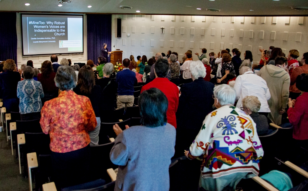 Attendees of the Women of the Church conference listen to theologian Cecilia González-Andrieu Oct. 19 at St. Mary's College in Notre Dame, Indiana. (St. Mary's College/Christian Alonzo-Cuatepotzo) Attendees of the Women of the Church conference listen to theologian Cecilia González-Andrieu Oct. 19 at St. Mary's College in Notre Dame, Indiana. (St. Mary's College/Christian Alonzo-Cuatepotzo)