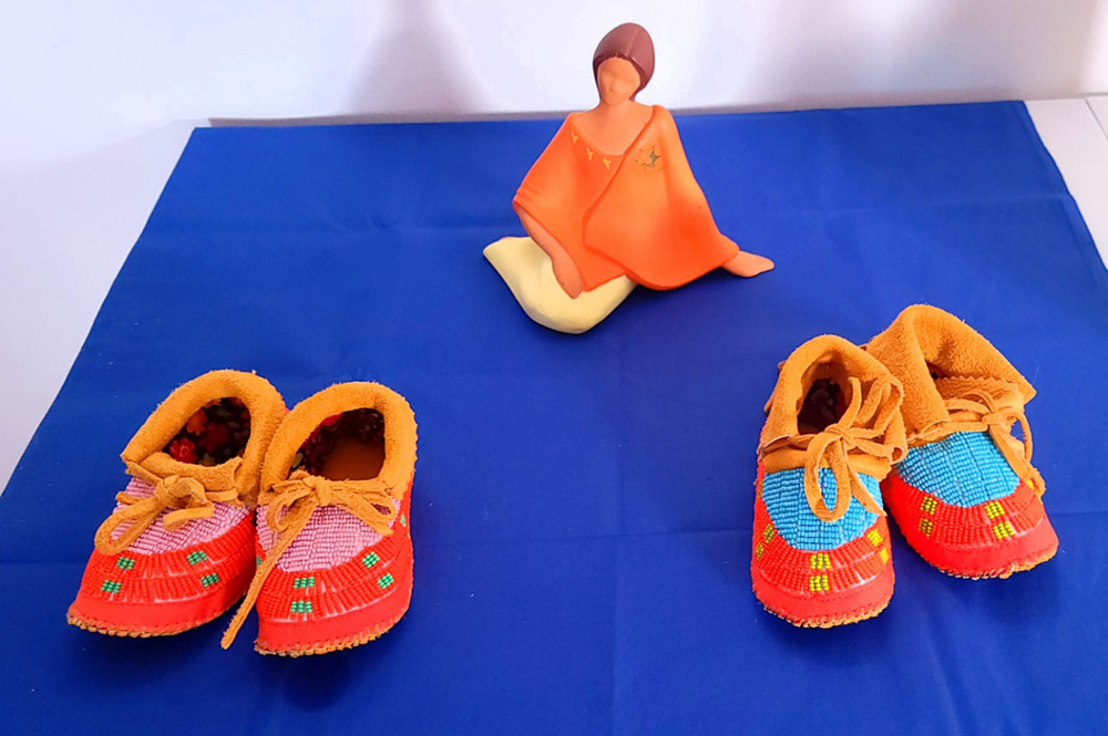 Marie-Anne Day Walker-Pelletier, a former chief of the Okanese First Nation in Saskatchewan, presented Pope Francis with these pairs of small moccasins as part of a meeting with a delegation of Indigenous Canadians earlier this year.