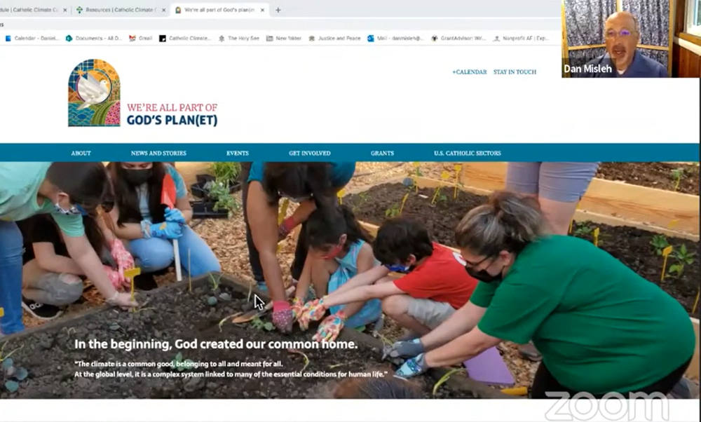 Catholic Climate Covenant executive director Dan Misleh displays a new website, godsplanet.us. (NCR screenshot)