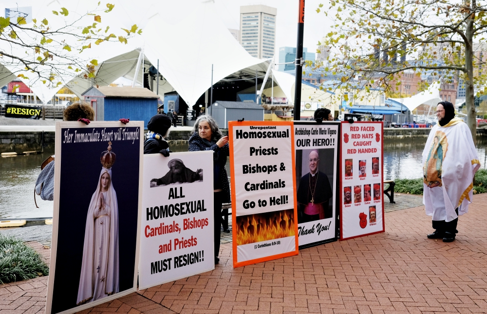 People attend a rally Nov. 13 sponsored by Church Militant in Baltimore. (CNS/Tennessee Register/Rick Musacchio)