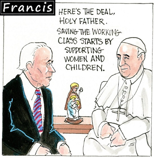 Francis, the comic strip: Francis and Joe talk about their dream for a better world.