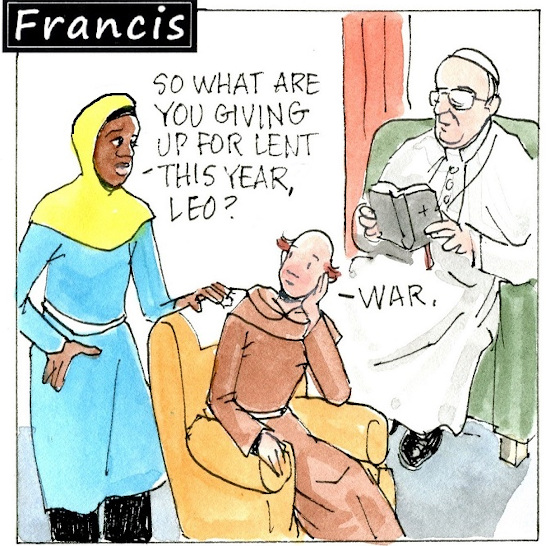 Francis, the comic strip: Gabby, Brother Leo and Francis talk about what they are giving up for Lent this year.