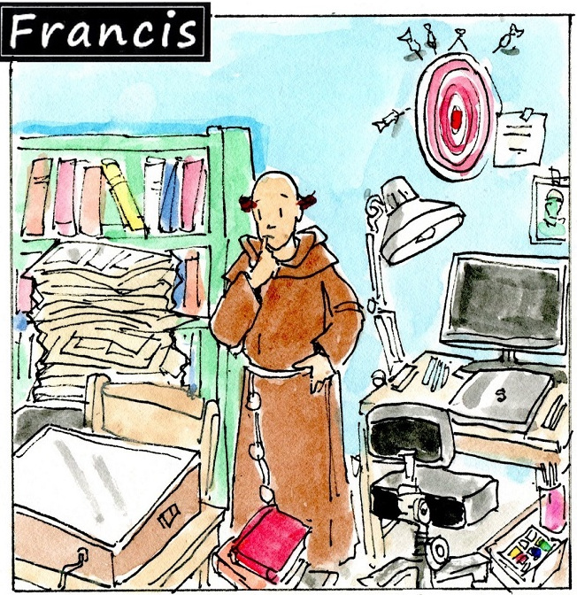 Francis, the comic strip: Brother Leo, Gabby and Francis will be taking a short summer break. 