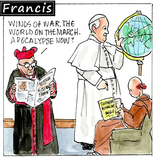 Francis, the comic strip: Amid winds of war, what does Brother Leo predict?