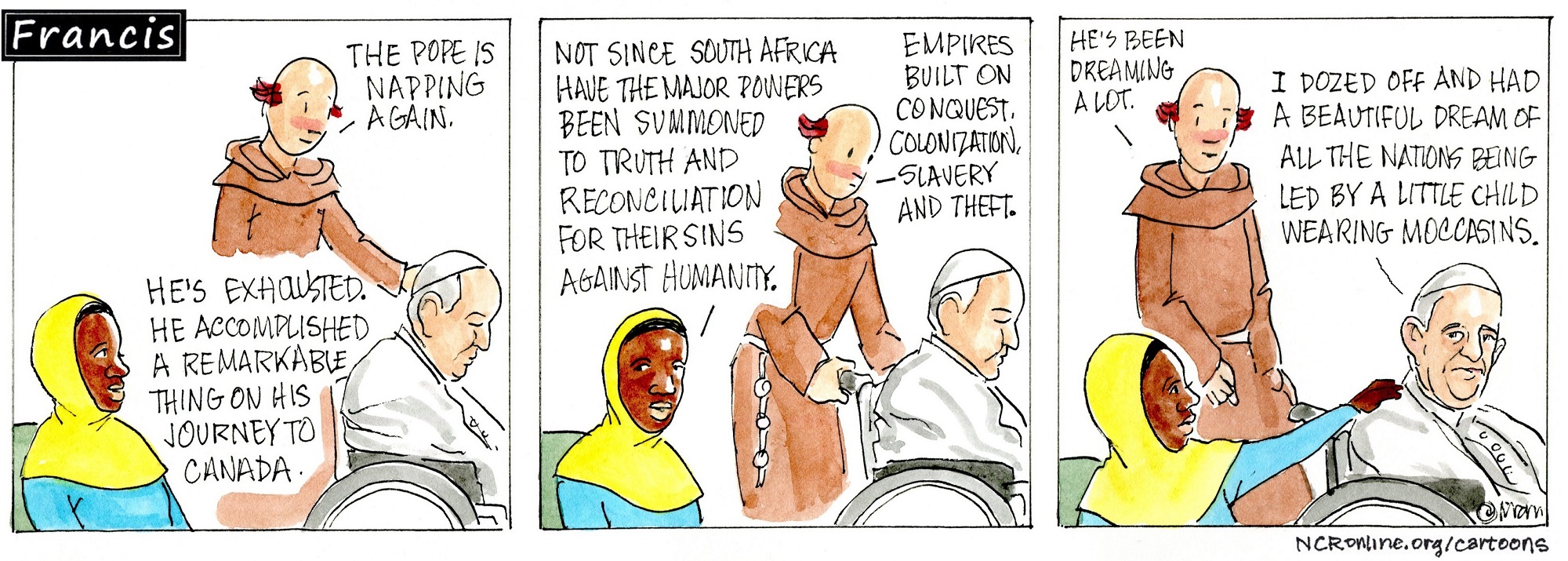 Francis, the comic strip: Francis shares his dream of truth and reconciliation for all of humanity.