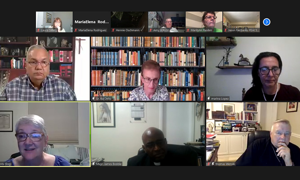 Screenshot of Laudato Si' workshop Aug. 17, 2021 Lee Ann Clements, bottom left, marine scientist and chair of the committee on integral ecology for the Diocese of St. Augustine, Florida, speaks during the virtual Laudato Si' workshop Aug. 17. (NCR screenshot)