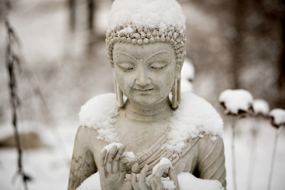Buddha in snow (Unsplash/Jamie Templeton)
