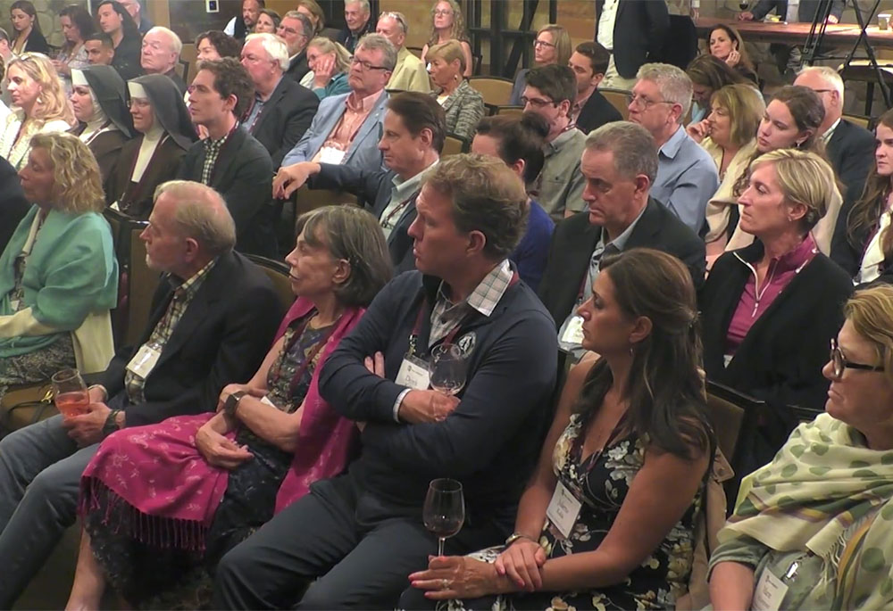 Laypeople and religious sit in the audience during talks at the Napa Institute's annual summer conference, held July 27-31. (NCR screenshot)