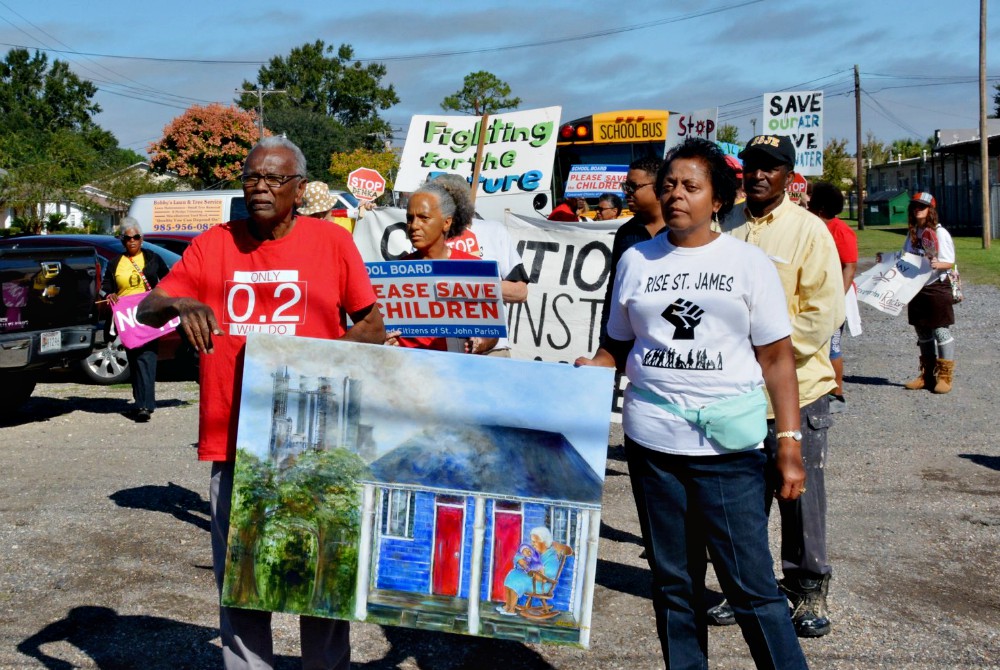 Sharon Lavigne, right, joins a march organized by the Coalition Against Death Alley in Louisiana in October 2019. (Courtesy of Louisiana Bucket Brigade/Tom Wright) Sharon Lavigne, right, joins a march organized by the Coalition Against Death Alley in Louisiana in October 2019. (Courtesy of Louisiana Bucket Brigade/Tom Wright)