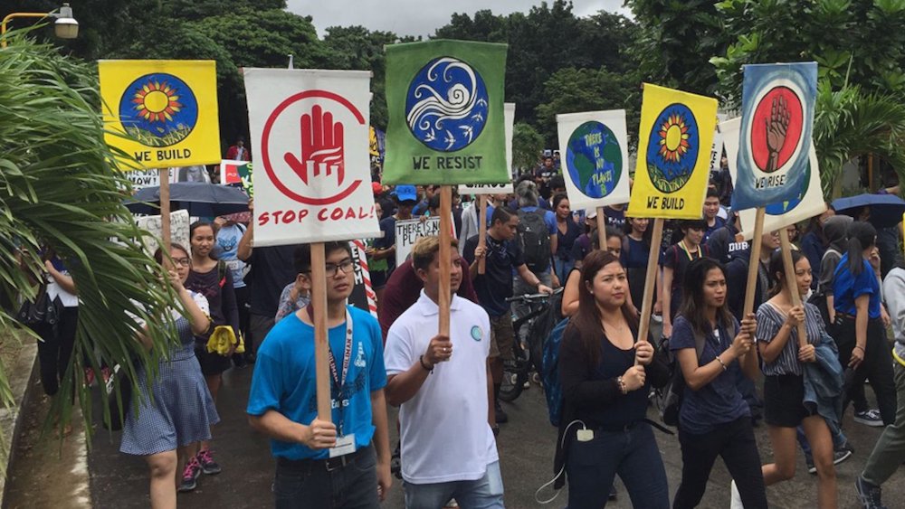 Youth climate activists in Manila, Philippines, take part in the Global Climate Strike in September 2019. (CNS photo/courtesy Global Catholic Climate Movement)