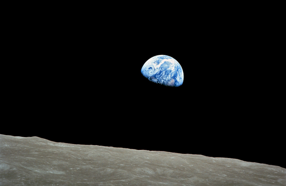 Earthrise is a photograph of the Earth and parts of the Moon's surface taken from lunar orbit by astronaut Bill Anders in 1968, during the Apollo 8 mission. (Bill Anders/NASA/Creative Commons)